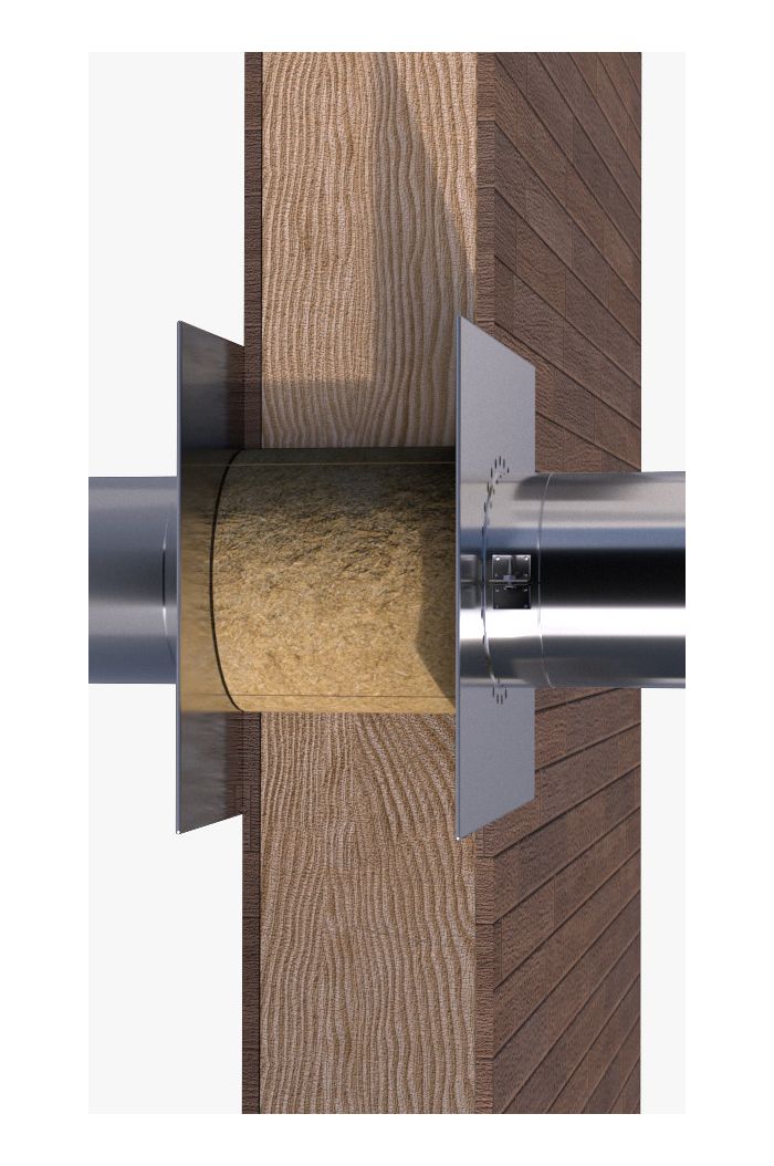 Edelstahlschornstein Wanddurchführung-Set mit Dämmschale Ø 130-150-180-200 mm