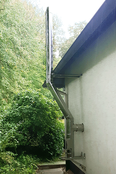 conduit de cheminée en acier inoxydable avec déport en diamètre intérieur 130 mm